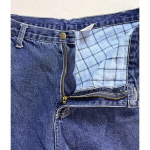 Real Work Wear Flannel Lined Carpenter Jeans Womens 16 Short Denim Utility Pants